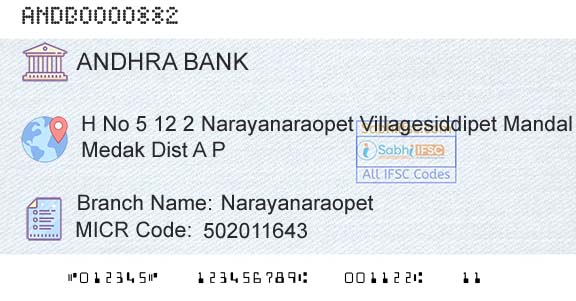 Andhra Bank NarayanaraopetBranch 
