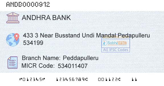 Andhra Bank PeddapulleruBranch 