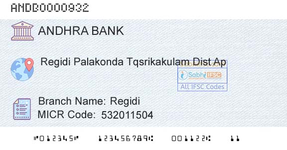Andhra Bank RegidiBranch 