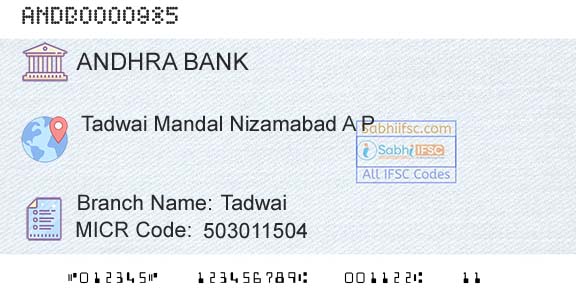 Andhra Bank TadwaiBranch 