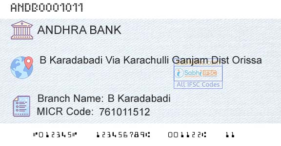 Andhra Bank B KaradabadiBranch 