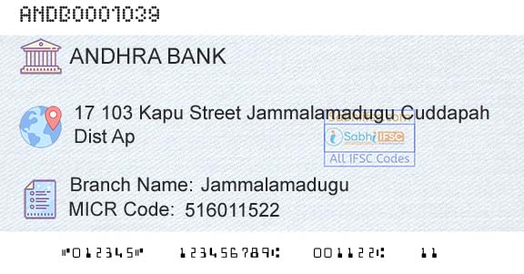 Andhra Bank JammalamaduguBranch 