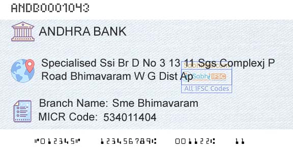 Andhra Bank Sme BhimavaramBranch 