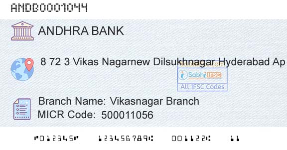 Andhra Bank Vikasnagar BranchBranch 