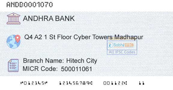 Andhra Bank Hitech CityBranch 
