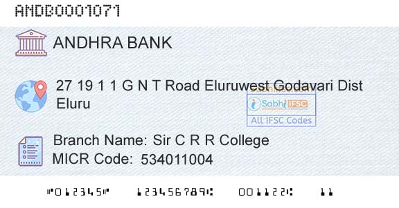 Andhra Bank Sir C R R CollegeBranch 