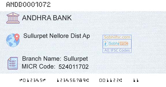 Andhra Bank SullurpetBranch 