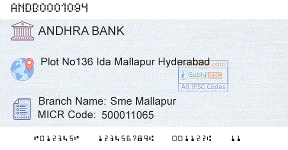 Andhra Bank Sme MallapurBranch 