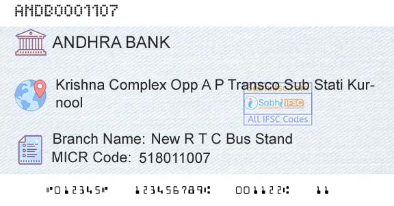 Andhra Bank New R T C Bus StandBranch 