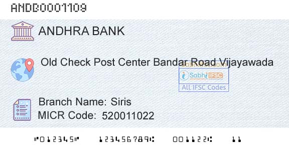 Andhra Bank SirisBranch 