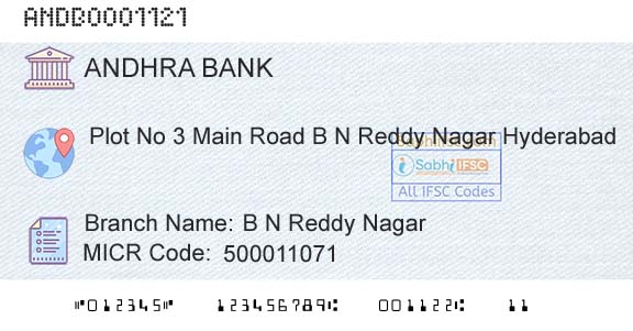 Andhra Bank B N Reddy NagarBranch 