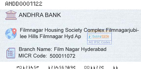 Andhra Bank Film Nagar HyderabadBranch 