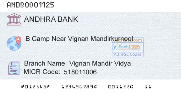 Andhra Bank Vignan Mandir VidyaBranch 