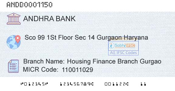 Andhra Bank Housing Finance Branch GurgaoBranch 