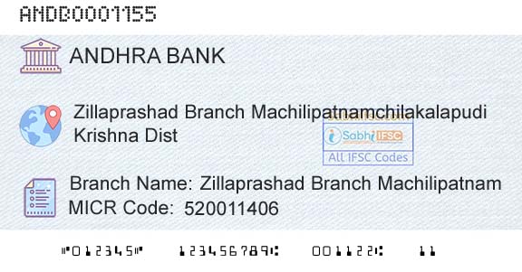 Andhra Bank Zillaprashad Branch MachilipatnamBranch 