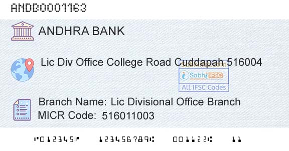 Andhra Bank Lic Divisional Office BranchBranch 