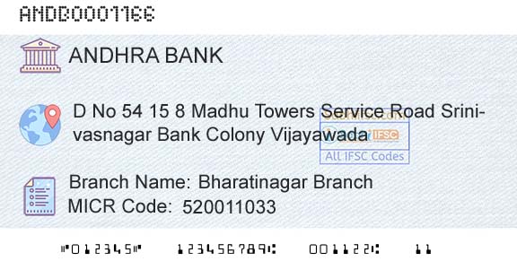 Andhra Bank Bharatinagar BranchBranch 