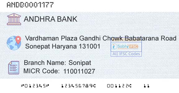 Andhra Bank SonipatBranch 
