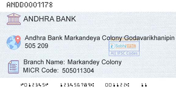 Andhra Bank Markandey ColonyBranch 