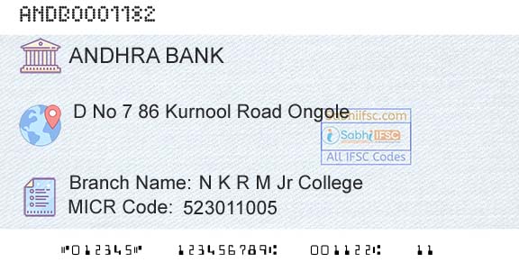 Andhra Bank N K R M Jr CollegeBranch 