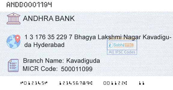 Andhra Bank KavadigudaBranch 