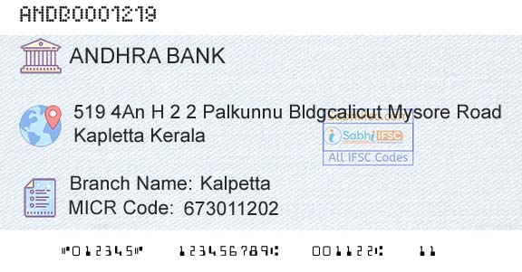 Andhra Bank KalpettaBranch 