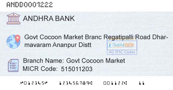 Andhra Bank Govt Cocoon MarketBranch 