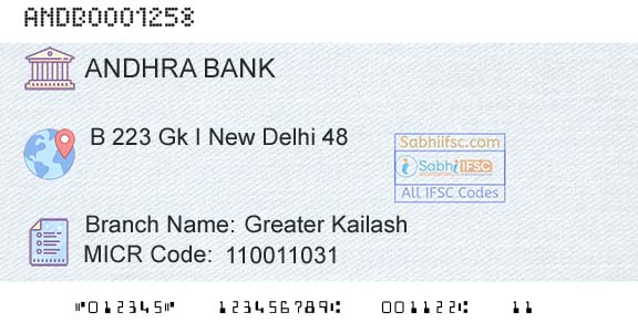 Andhra Bank Greater KailashBranch 