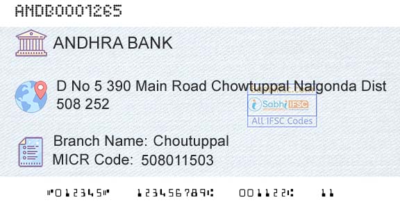 Andhra Bank ChoutuppalBranch 