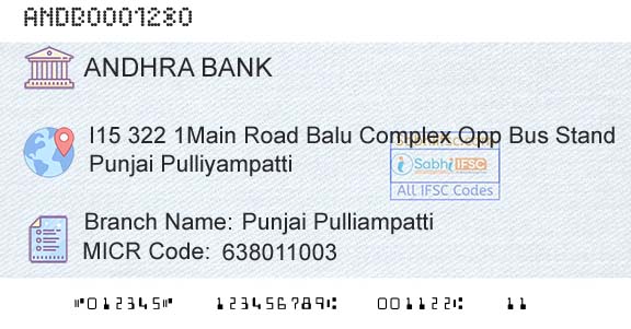 Andhra Bank Punjai PulliampattiBranch 