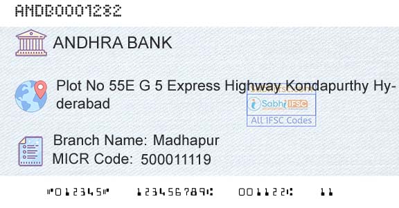 Andhra Bank MadhapurBranch 