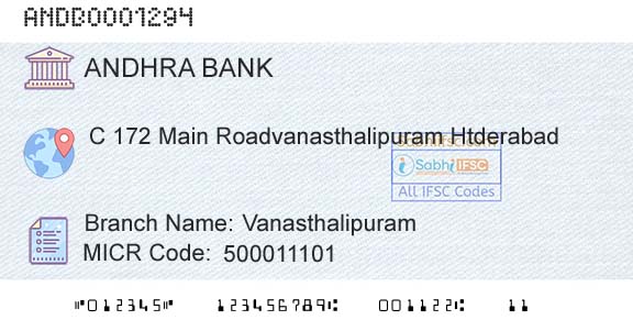 Andhra Bank VanasthalipuramBranch 