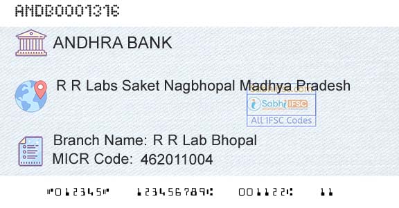Andhra Bank R R Lab BhopalBranch 