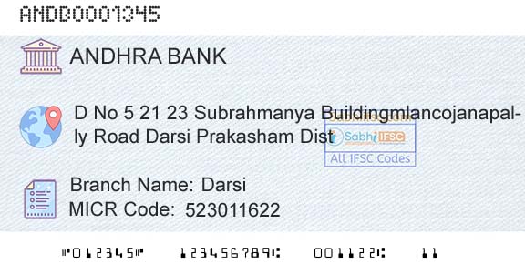 Andhra Bank DarsiBranch 