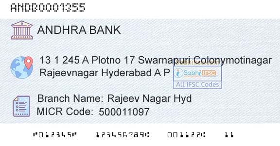 Andhra Bank Rajeev Nagar Hyd Branch 