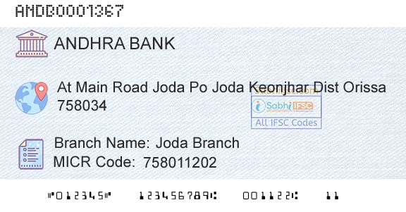 Andhra Bank Joda BranchBranch 
