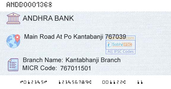 Andhra Bank Kantabhanji BranchBranch 