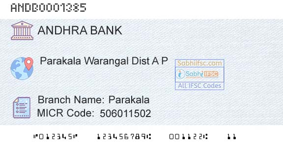 Andhra Bank ParakalaBranch 