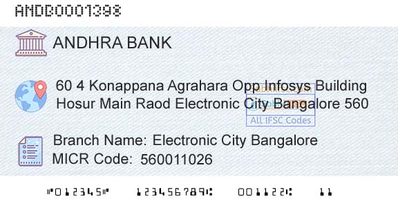 Andhra Bank Electronic City BangaloreBranch 