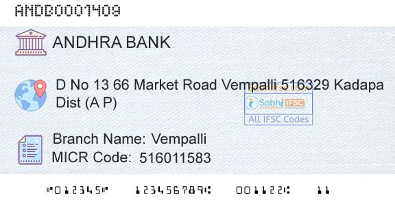 Andhra Bank VempalliBranch 