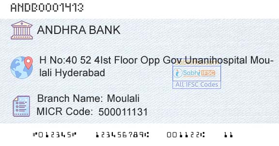 Andhra Bank MoulaliBranch 