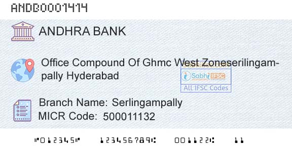 Andhra Bank SerlingampallyBranch 