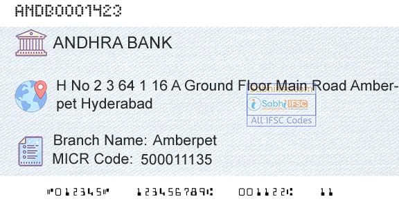 Andhra Bank AmberpetBranch 