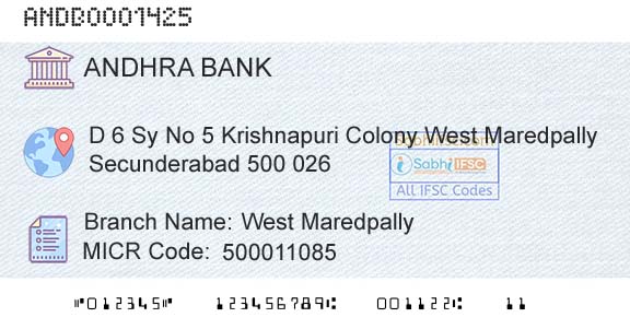Andhra Bank West MaredpallyBranch 