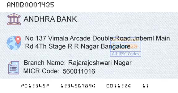 Andhra Bank Rajarajeshwari NagarBranch 