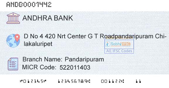 Andhra Bank PandaripuramBranch 