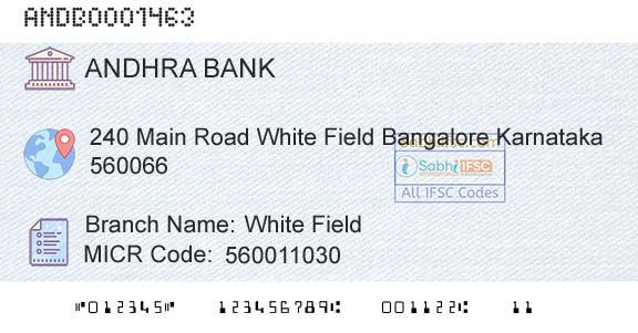 Andhra Bank White FieldBranch 