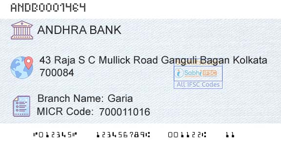 Andhra Bank GariaBranch 
