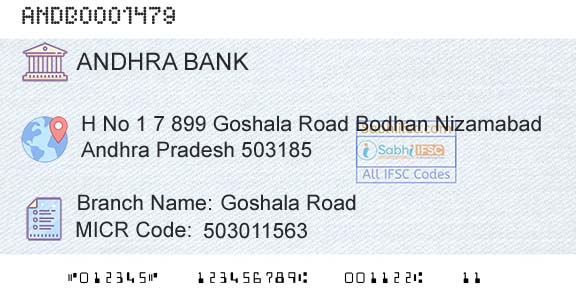 Andhra Bank Goshala RoadBranch 