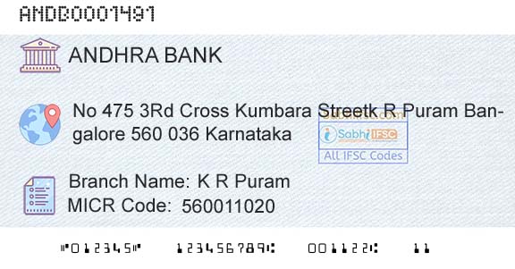 Andhra Bank K R PuramBranch 